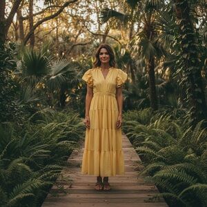 NWOT Entro Sunny Yellow Tiered Dress